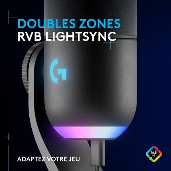 Pelimikrofoni - LOGITECH G - YETI GX - Suoratoisto - Dynaaminen RGB ja LIGHTSYNC - PC:lle/MAC:lle - Musta