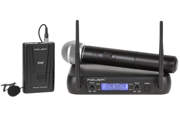 VHF mikrofon 2 kanaler WR-358LD (1 x håndholdt mikrofon + 1 x klip)