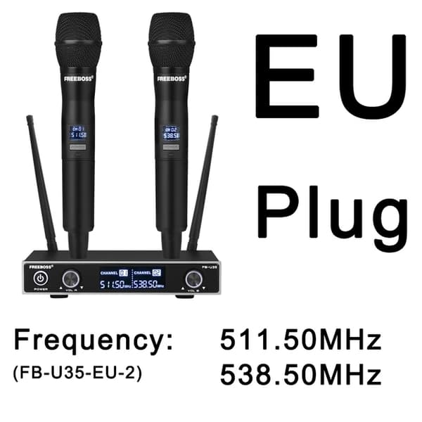 Trådløst mikrofonsystem, dobbeltkanal, UHF frekvens, EU-stik 511 538 MHz