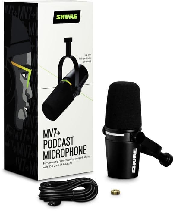 SHURE MV7+-K - Digital mikrofon för skrivbord och podcast