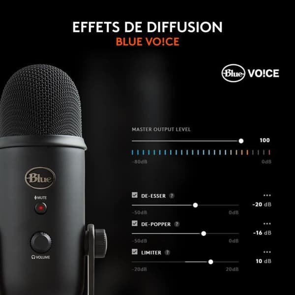 Mikrofon Blå Mikrofoner USB Yeti Black, Plug & Play på PC och Mac