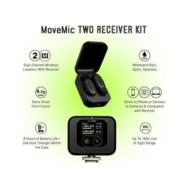 Trådlös mikrofon - Shure - MV TWO KIT Z6 - 2 lavaliermikrofoner - Kameramottagare - USB-C-laddning