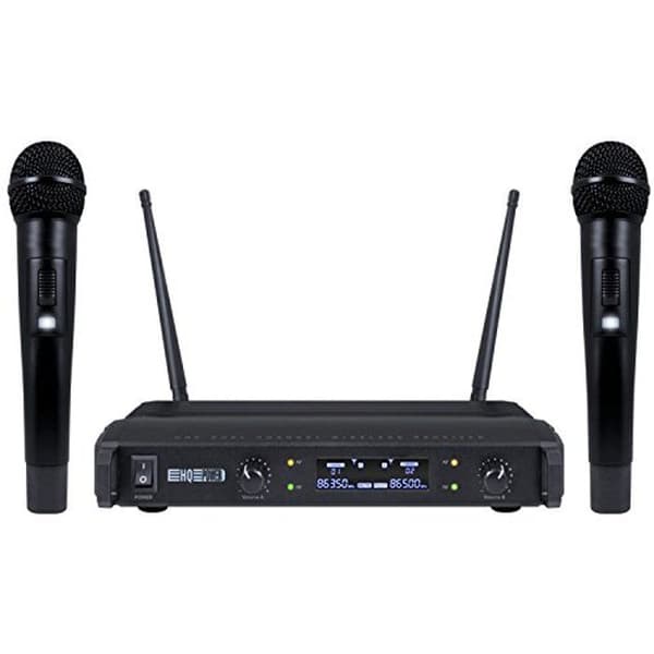 HQ-Power Microphone UHF, trådlös, LCD-skärm, 2 kanaler, 2 mikrofoner, 863,50 MHz + 865,00 MHz