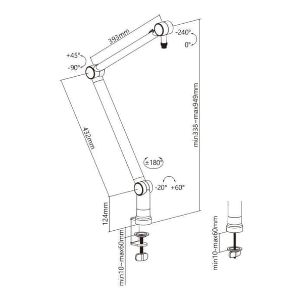 Maclean MC-898 professionellt mikrofonstativ, bom, max. 1 kg, svart