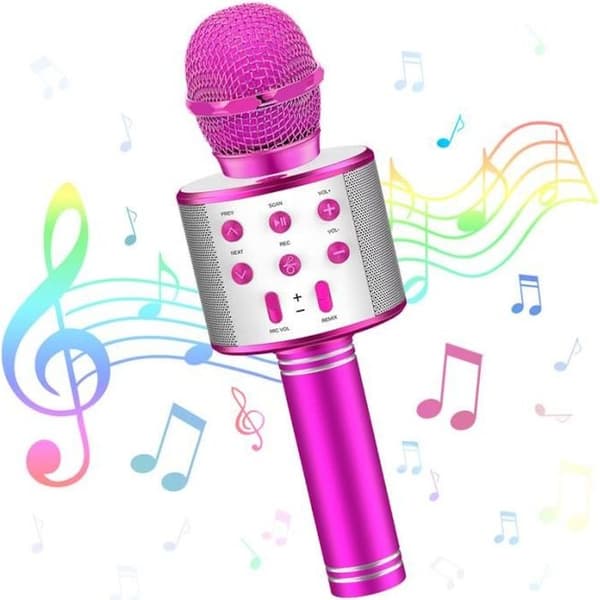Trådlös karaokemikrofon, USB Bluetooth-mikrofon barnkaraokemikrofon, 3-12 år flickpojkepresenter - lila