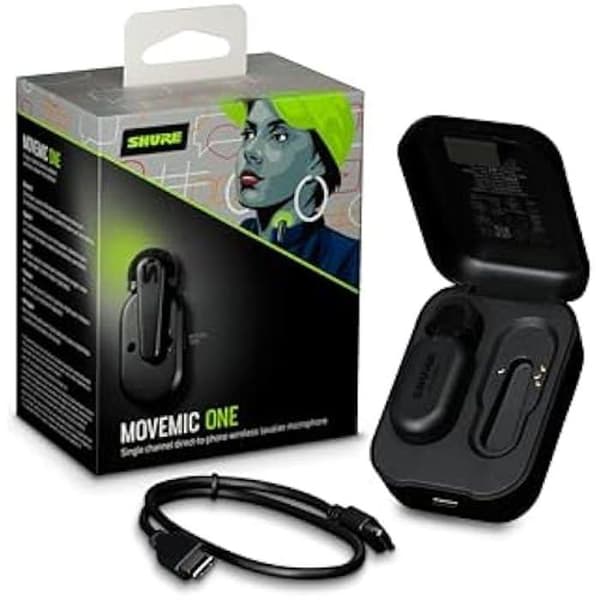 Shure MoveMic One Direct to Phone Trådlös Lavalier-mikrofon - iPhone och Android - Bluetooth - Svart