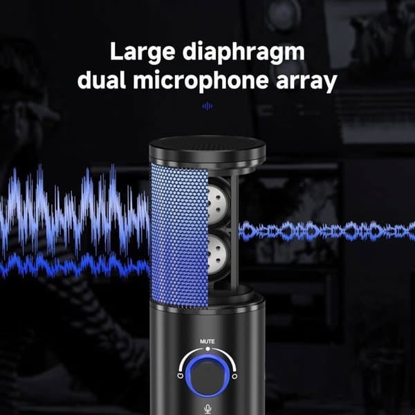 Retekess TG101 Mikro Podcast, Mikro Gaming, 96 DB Rapport Signal på Buller, 7 RGB-belysningar, Micro USB, Kompatibel med datorer, PS4