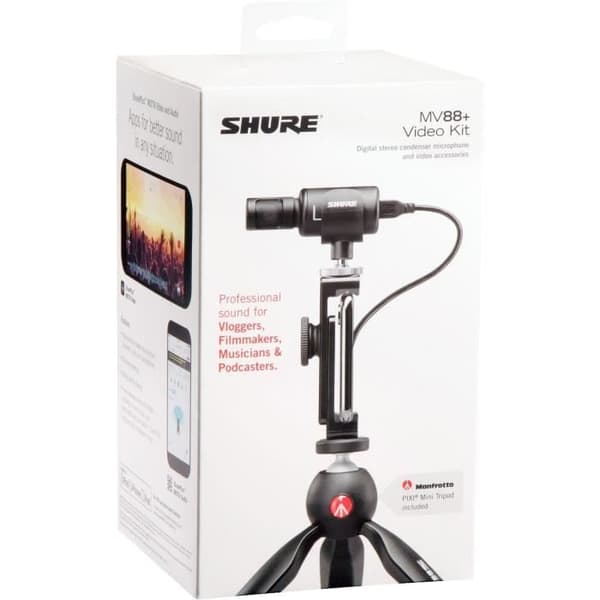 SHURE MV88+DIG-VIDKIT - Streaming - Digital stereokondensatormikrofon för Apple och Android