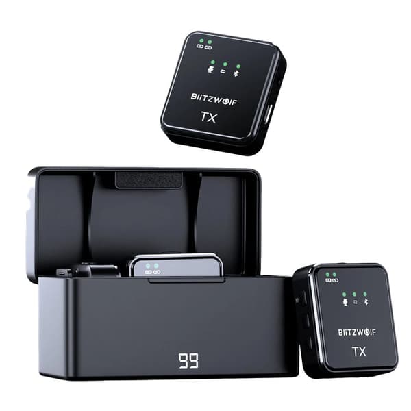 Trådløs mikrofon BlitzWolf, BW-SX63, 1000mAh (svart)