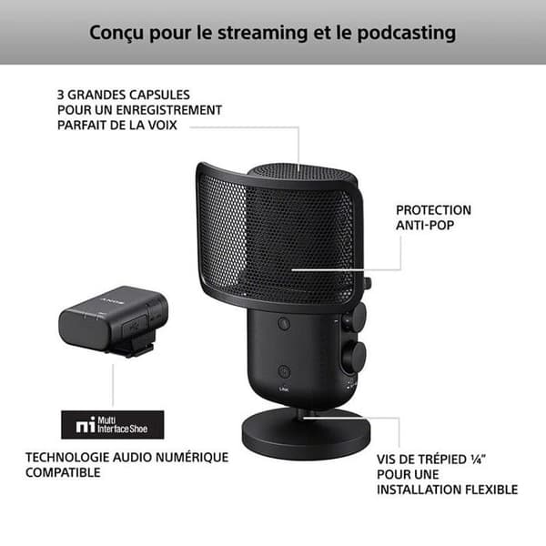 Digital mikrofon - SONY - ECM-S1 - USB - Bluetooth - Svart