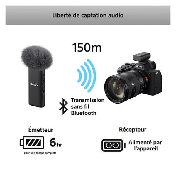 Trådlös mikrofon - Sony - ECM-W3S - Batteritid 6h - Räckvidd 150m - Digital USB