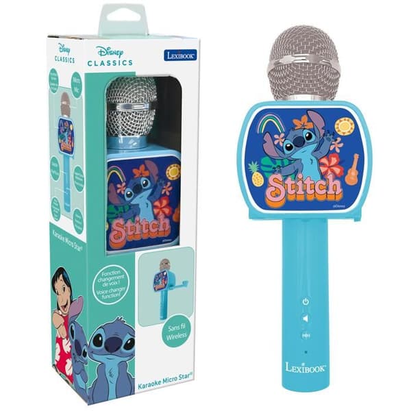 Trådlös Stitch-mikrofon med högtalare, röständringsfunktion, infällbar telefonhållare och Bluetooth-alternativ