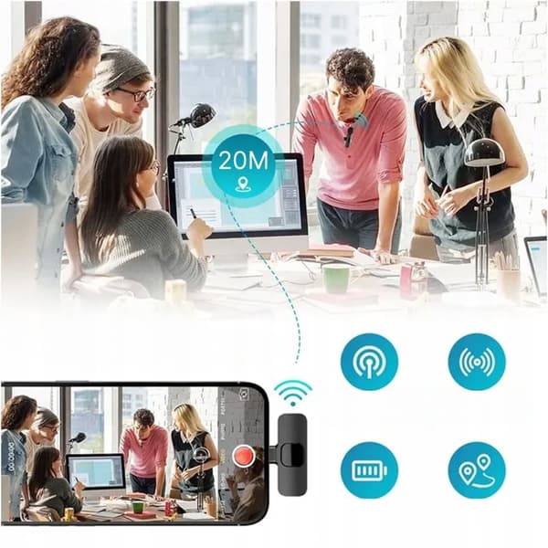 Lavalier mikrofon til USB-C + Lightning iPhone Android Mike S8 Slayo