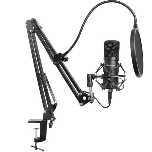 USB Streamer Mikrofon - Sandberg - Svart - För dator - Trådbunden