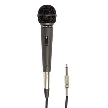 Fonestar Dynamisk handhållen mikrofon, för allmänt och professionellt bruk, med metallkropp, mörkgrå färg.