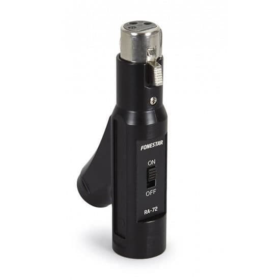 XLR hona - XLR hane Fonestar mikrofonadapter med standard 5/8" gänga, med ON/OFF-knapp, svart