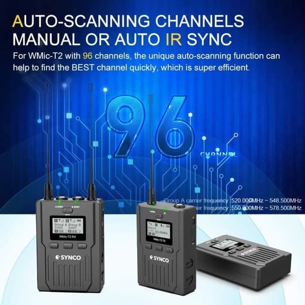 Trådlös Lavalier Mikrofon Synco Wmic T2 UHF 96 kanals mikrofonsystem för videokamera Videokamera Canon Nikon Sony Panasonic