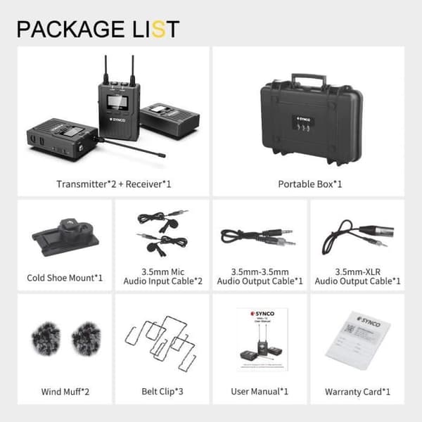 Trådlös Lavalier Mikrofon Synco Wmic T2 UHF 96 kanals mikrofonsystem för videokamera Videokamera Canon Nikon Sony Panasonic