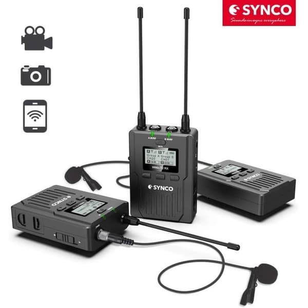 Trådlös Lavalier Mikrofon Synco Wmic T2 UHF 96 kanals mikrofonsystem för videokamera Videokamera Canon Nikon Sony Panasonic