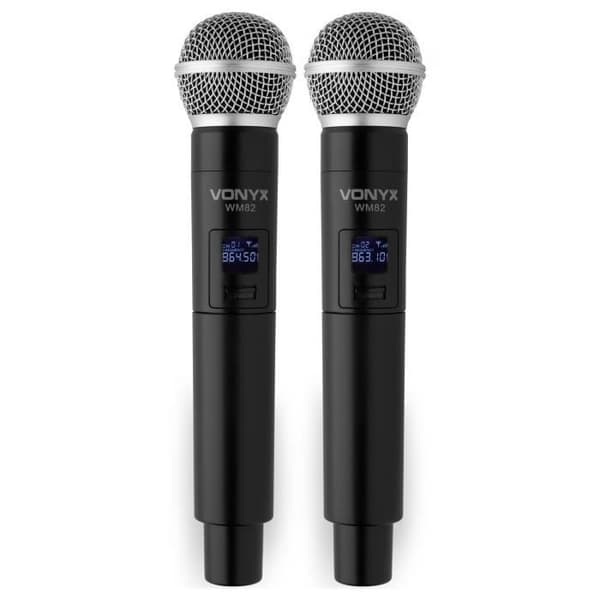 Set med 2 trådlösa mikrofoner - VONYX - WM82 - UHF 2 kanaler - räckvidd 50m