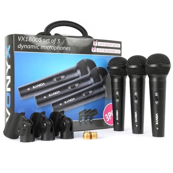 Set med dynamiska mikrofoner Vonyx VX1800S - 3 stycken