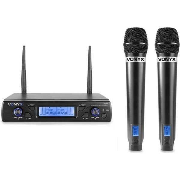 Trådlösa UHF-mikrofoner Vonyx WM62 - 16 kanaler för karaoke, konferens och presentation