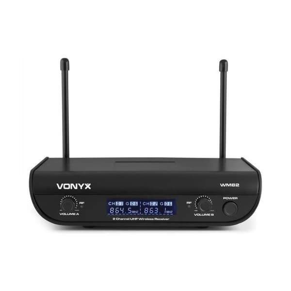 Vonyx WM82C - 1 handmikrofon och 1 headsetmikrofon med UHF bärbara sändare