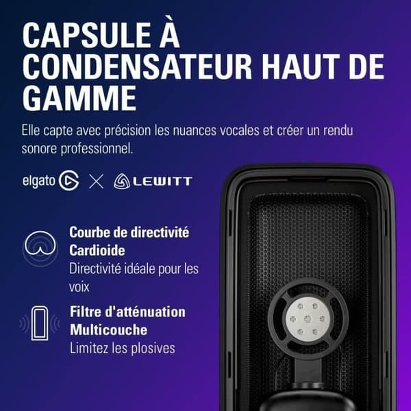 Mikrofon med USB-kondensator - Elgato - Wave:3 - Vit - Streaming - Podcast - Gaming