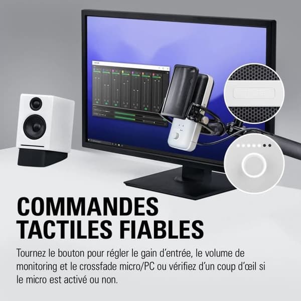 Mikrofon med USB-kondensator - Elgato - Wave:3 - Vit - Streaming - Podcast - Gaming
