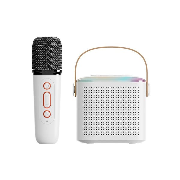 INF Home Karaoke Bluetooth -kaiutinmikrofoni Y1 - Yksi mikrofoni Valkoinen
