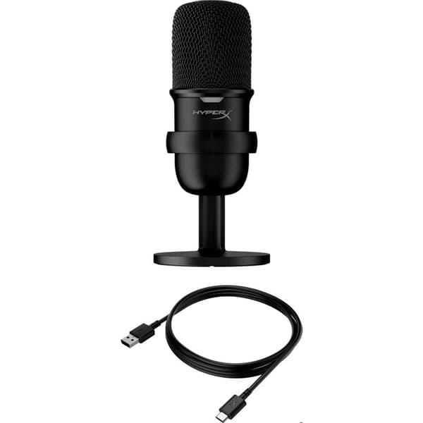 HyperX SoloCast Black Microphone, Cardioid, Plug N Play ljudinspelning med USB-C-anslutning, PC, PS5, PS4, Mac