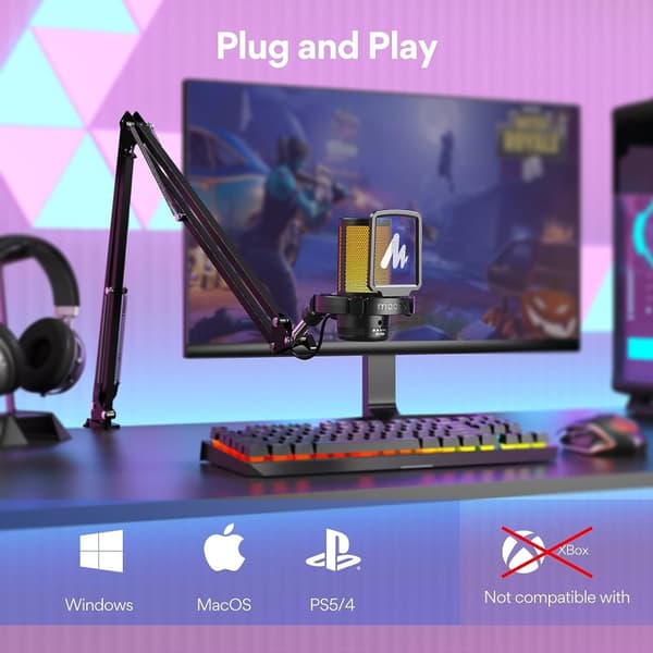 RGB Gaming/Streaming Mikrofon & Mikrofonarm MAONO