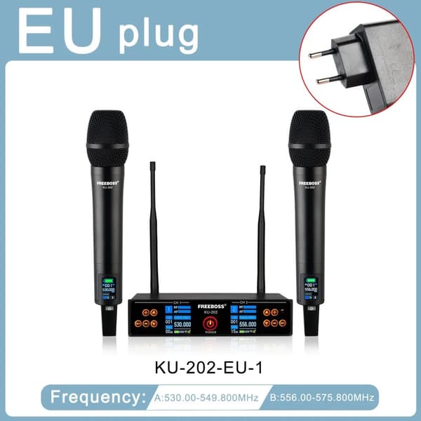 Trådløst Mikrofon System, UHF Frekvensbånd, 40m Arbejdsafstand,EU STIK