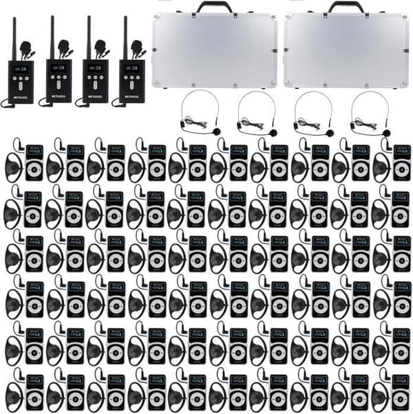 Retekess T130P (T130 3:e) Mikrofonssystem, Audio Whisper Turguide System, 160M, Uppladdningsbar, Fabriksbesök (60 Mottagare)