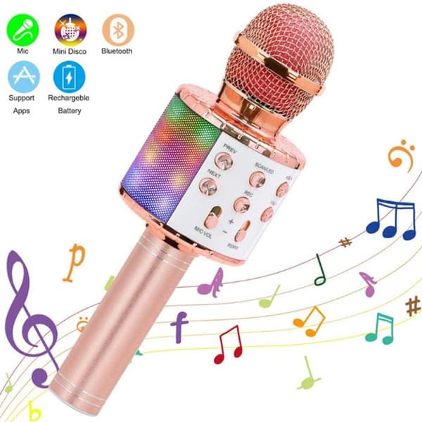 Trådlös bluetooth med lätt karaoke mobiltelefon mikrofon bluetooth ljud mobiltelefon mikrofon