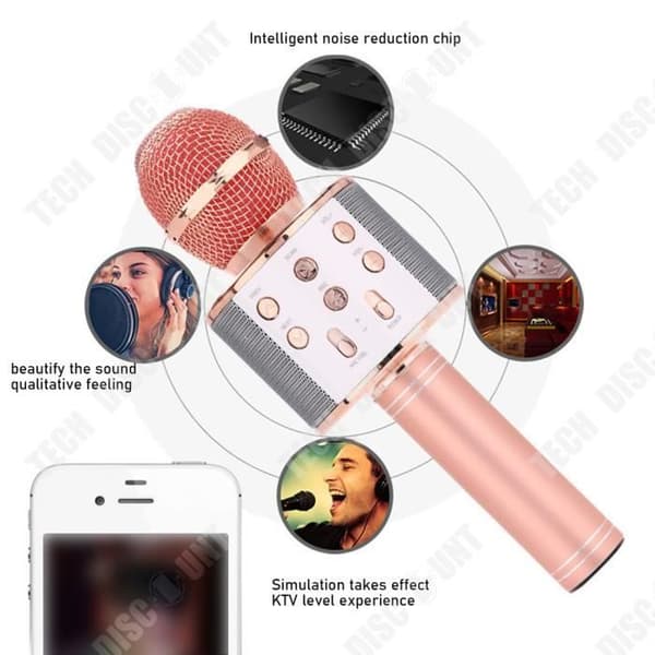 TD® trådlös karaokemikrofon, bärbar Bluetooth-mikrofon Karaokespelare med LED-lampor för partysjungande barnpresentidé