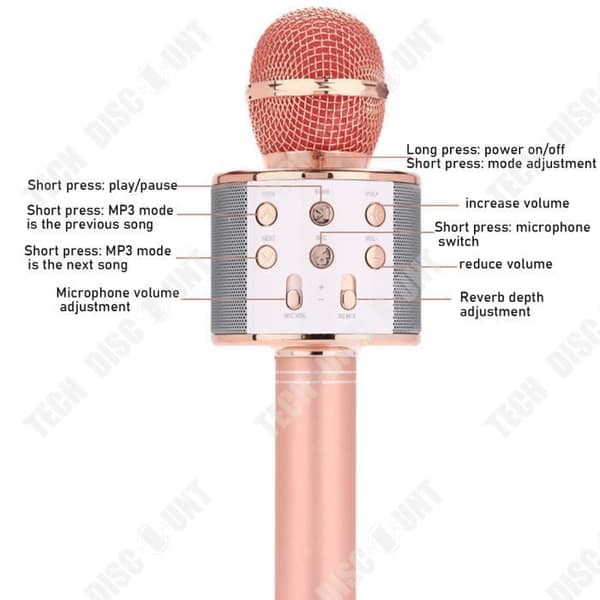 TD® trådlös karaokemikrofon, bärbar Bluetooth-mikrofon Karaokespelare med LED-lampor för partysjungande barnpresentidé