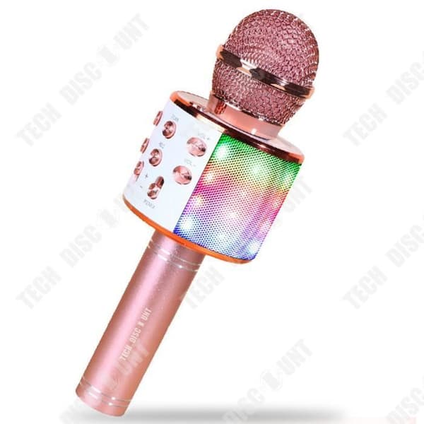 TD® trådlös karaokemikrofon, bärbar Bluetooth-mikrofon Karaokespelare med LED-lampor för partysjungande barnpresentidé