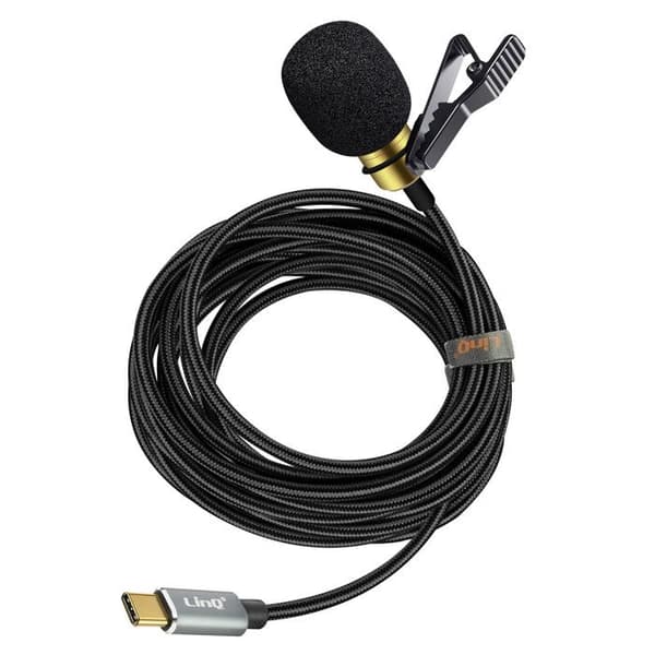 Mikrofon kravat USB-C - LinQ - Omnidirektionell ljud - 3m - Svart