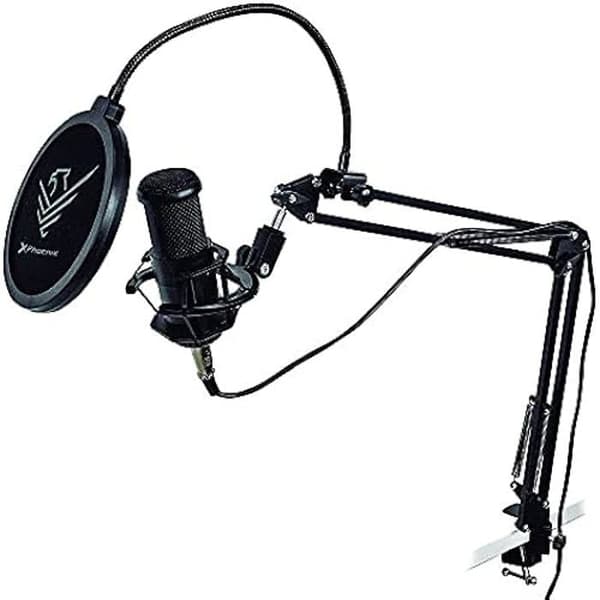 Phoenix Technologies - Professionell kondensatormikrofonstudio, streaming, justerbar artikulerande arm, antivibrationsstöd,