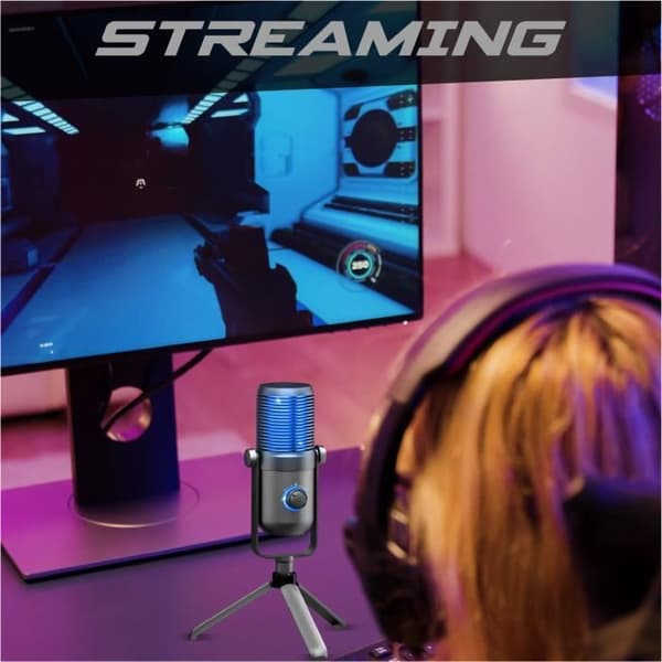 SPIRIT OF GAMER - EKO 900 - Cardioid och rundstrålande spelmikrofon med halkfri stativ - för streaming, podcast, ASMR
