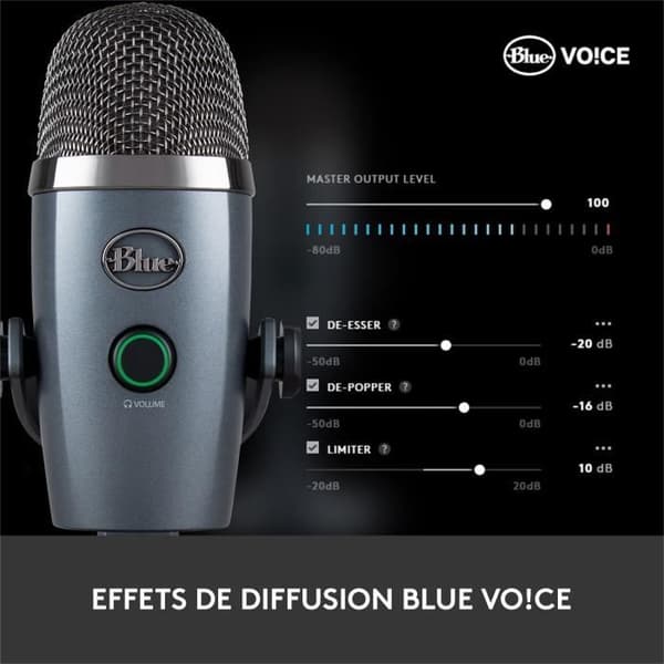Premium USB-mikrofon - LOGITECH G - Yeti - För inspelning, streaming, spel, podcast - PC eller MAC - Grå