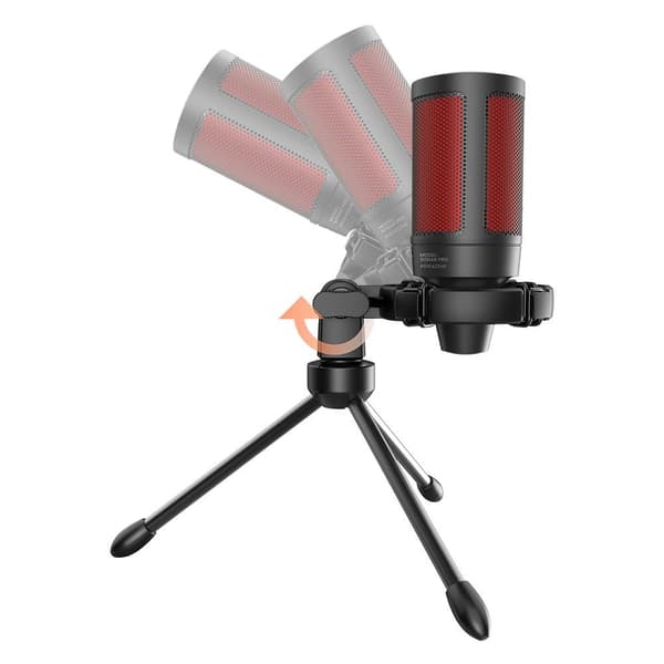 SAVIO langallinen pelimikrofoni taustavalolla, jalustalla, USB:llä, SONAR PRO