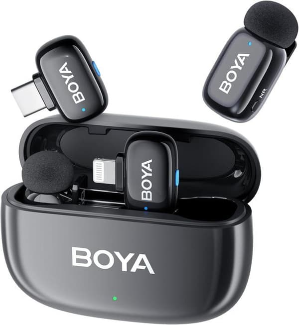 Boya BOYAMINI Trådlös Mikrofon för iPhone Android PC Laptop med USB-C/Lightning