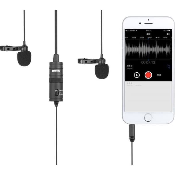 BOYA M1DM Dual Lavalier-mikrofon - TRRS-utgång - 4m kabel