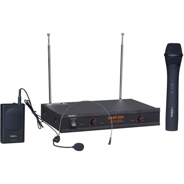 IBIZA VHF2H Pack 2 trådlösa VHF-mikrofoner med hörlurar