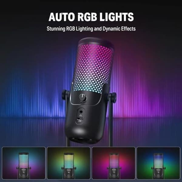 USB-kondensatormikrofon - DONNER - NeoTrack-LX - RGB-belysning - Plug &amp; Play - Klar och livfull ljud