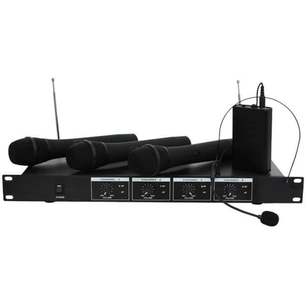 IBIZA VHF4 4-kanals VHF-mikrofonsystem - Svart