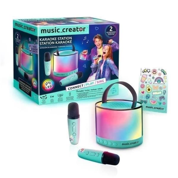Canal Toys - Musiikinluontilaite - Minikaraokeasema - Valaiseva kaiutin kahdella langattomalla mikrofonilla - INF 044