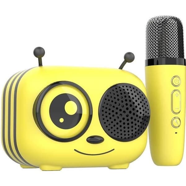 Karaoke-kit / Bluetooth-högtalare och trådlös mikrofon - Villkor - MAYA, Magiska rösteffekter, 8 timmars batteritid, USB-laddning Svart, Gul